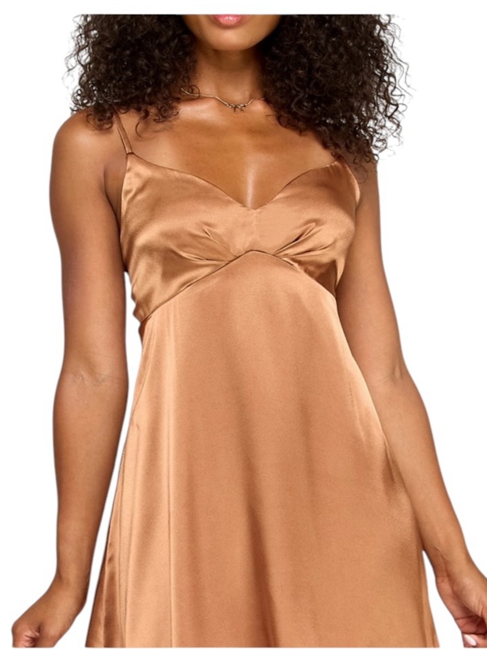 KATIA RAE Juniors Satin Sweetheart A-Line Slip Mini Dress Silky Bronze NEW XXS - Picture 3 of 9
